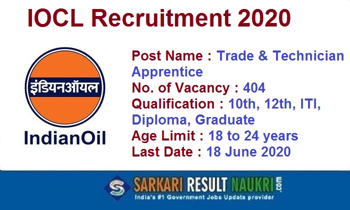 IOCL Trade Apprentice Recruitment 2020