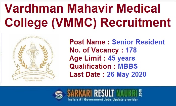 VMMC Senior Resident Recruitment 2020