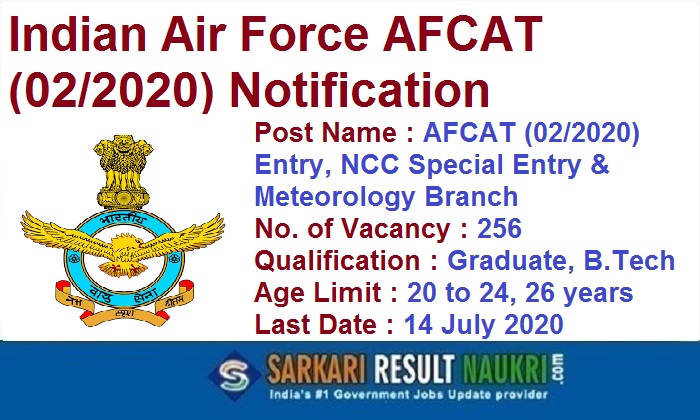AFCAT 02 2020 Exam Notification