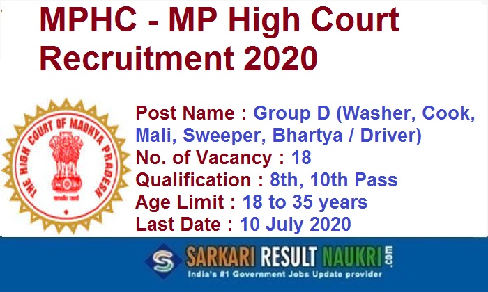 MPHC Group D Recruitment 2020