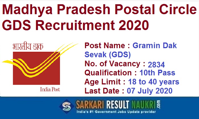 Madhya Pradesh Postal Circle GDS Recruitment 2020