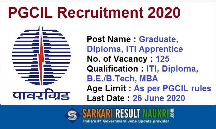 PGCIL Apprentice Recruitment 2020