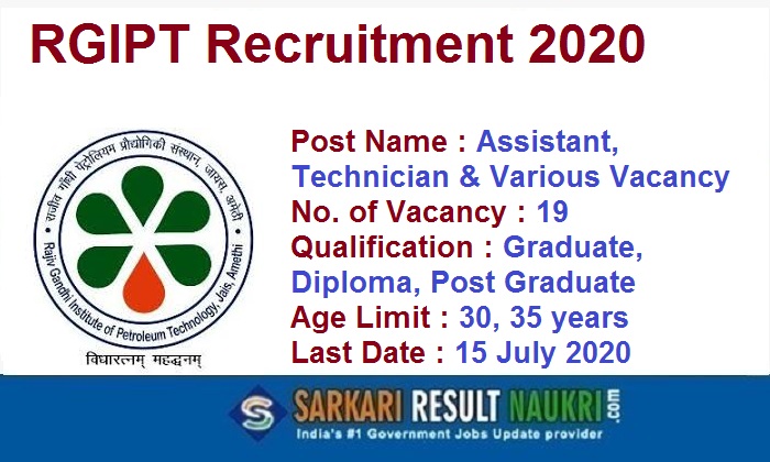 RGIPT Assistant Recruitment 2020