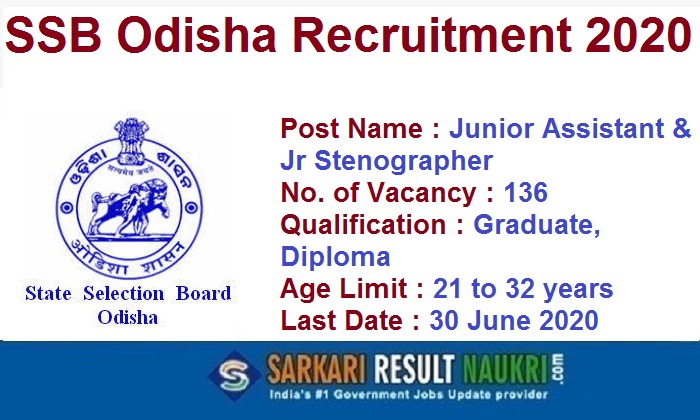 SSB Odisha Junior Assistant Recruitment 2020