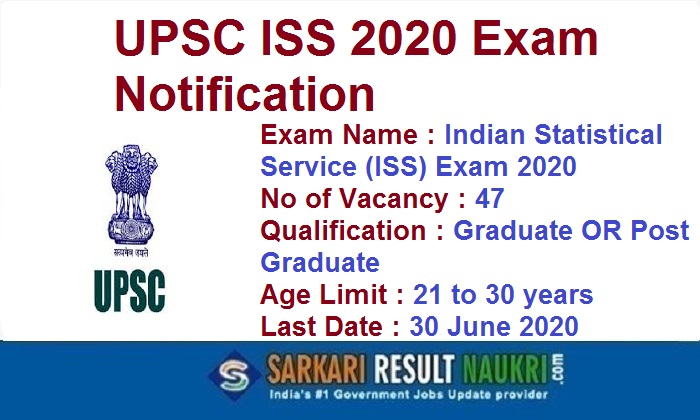 UPSC ISS 2020 Exam Notification