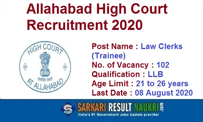 Allahabad High Court Law Clerk Recruitment 2020