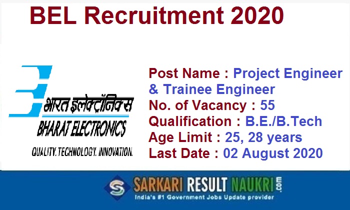 BEL Project Engineer Recruitment 2020