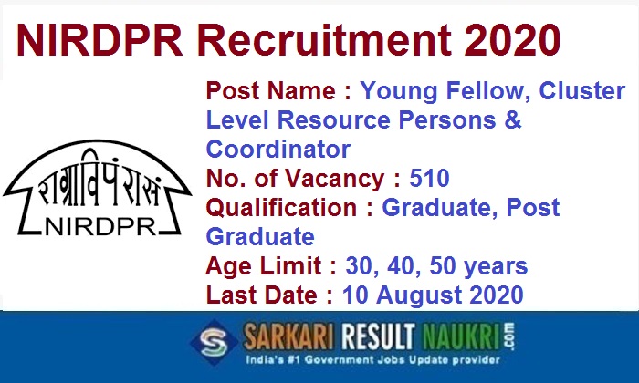 NIRDPR Young Fellow Recruitment 2020