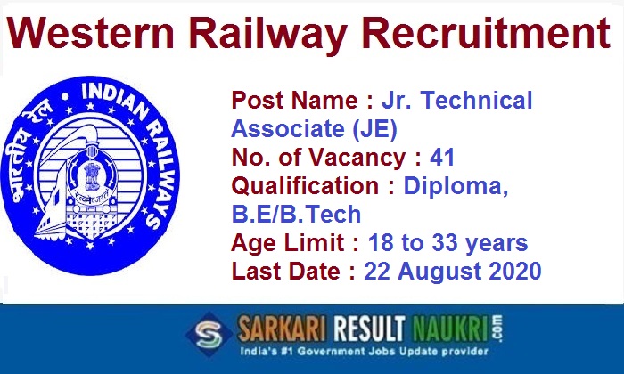 Western Railway JE Recruitment 2020