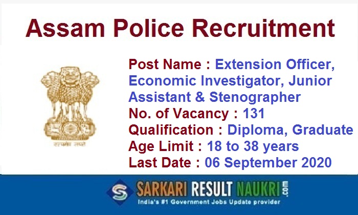 Assam Police Extension Officer Recruitment 2020