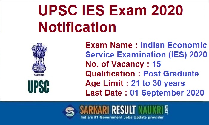 UPSC IES Exam 2020 Notification