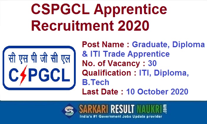 CSPGCL Apprentice Recruitment 2020