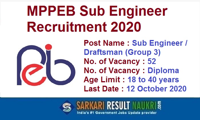 MPPEB Sub Engineer Recruitment 2020