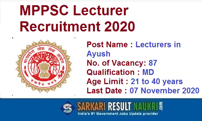 MPPSC Lecturer Recruitment 2020