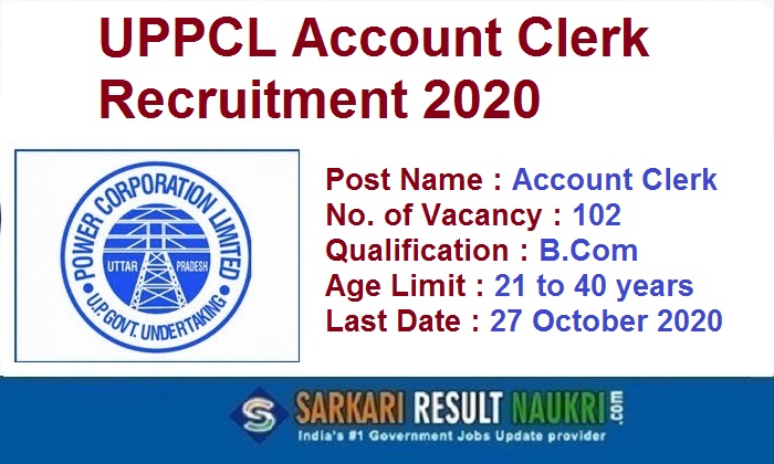 UPPCL Account Clerk Recruitment 2020