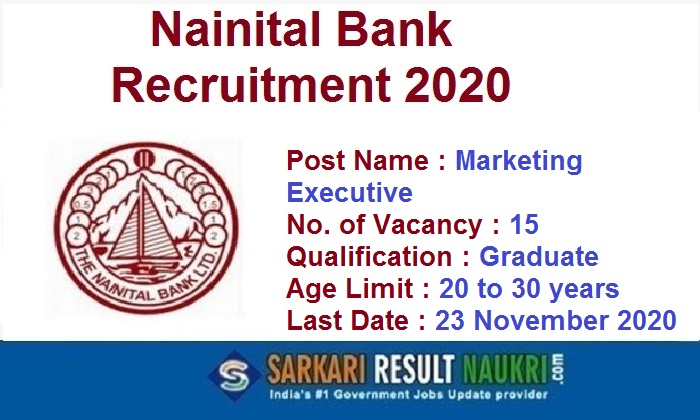 Nainital Bank Marketing Executive Recruitment 2020
